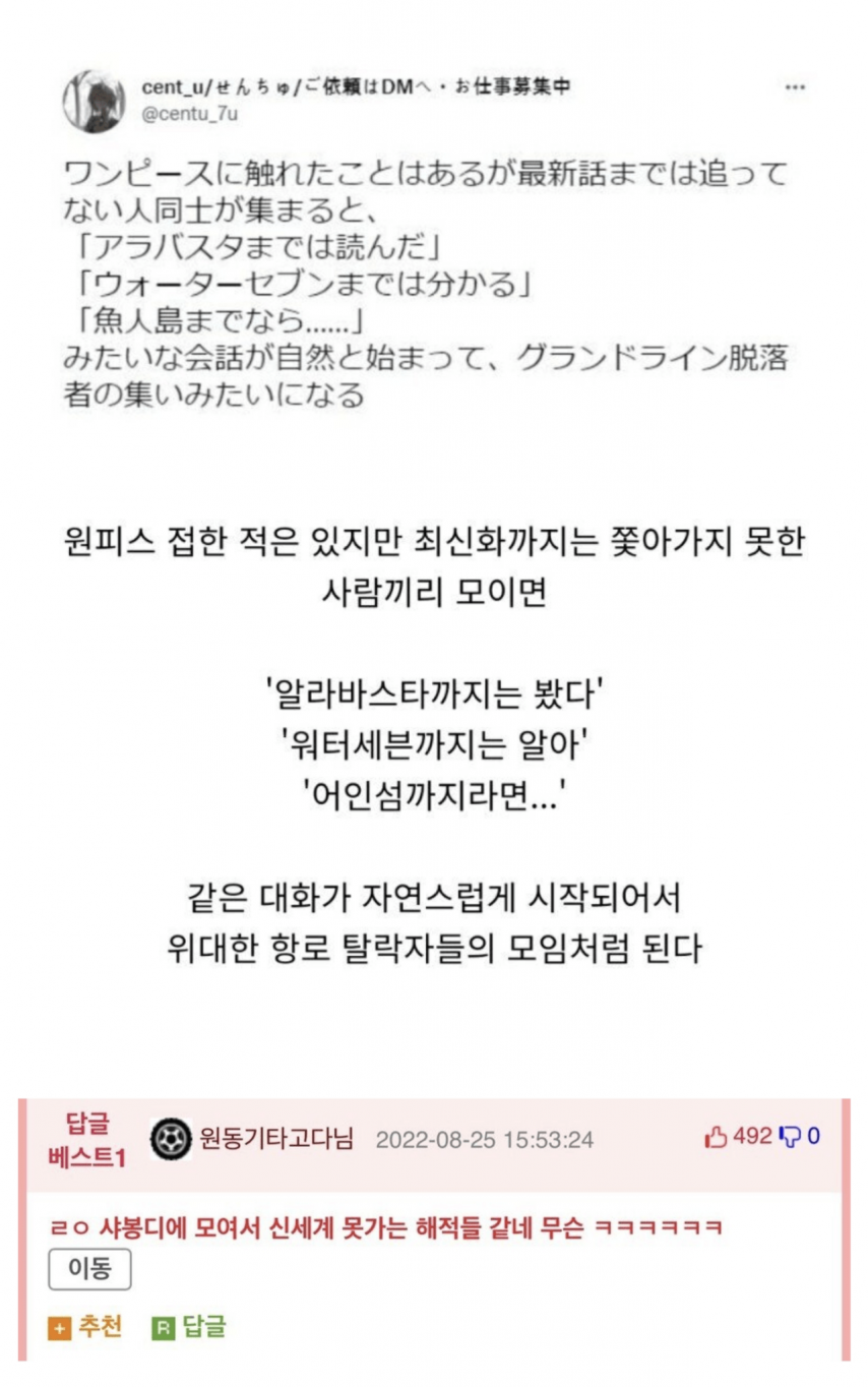 원피스 중간에 하차한 사람들 특징