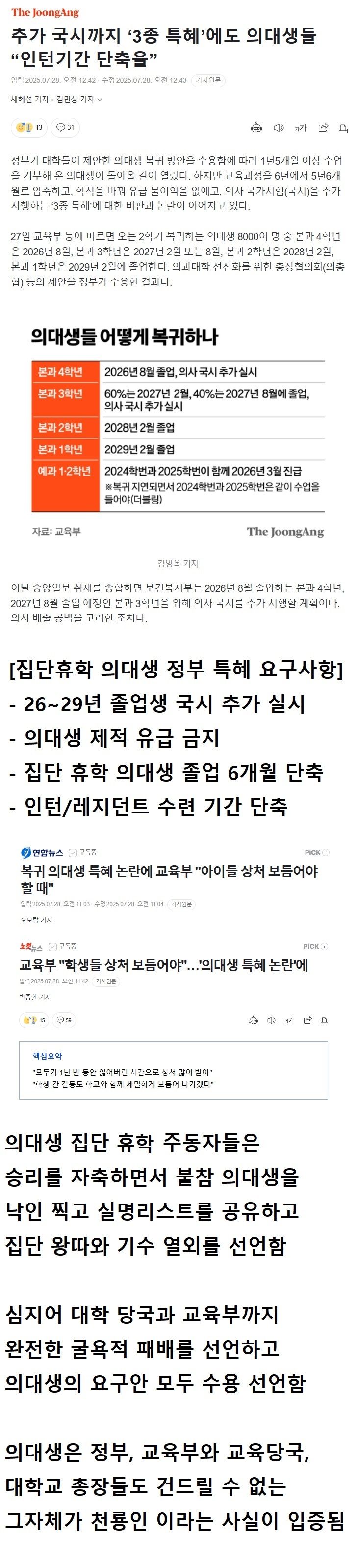 (펌) 집단휴학 의대생 특혜 요구, 교육부 백기들고 패배 선언.jpgㄷㄷㄷ