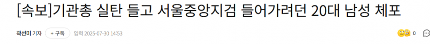 [속보]기관총 실탄 들고 서울중앙지검 들어가려던 20대 남성 체포
