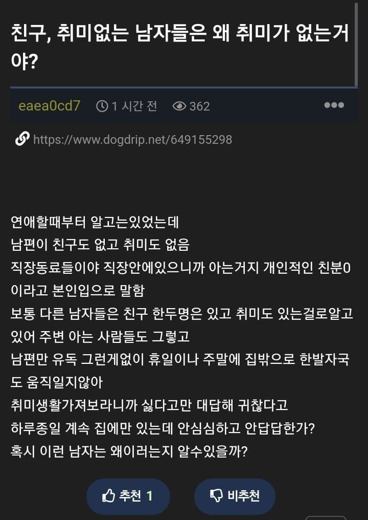 [주갤] 유부남의 친구,취미가 문제인 이유