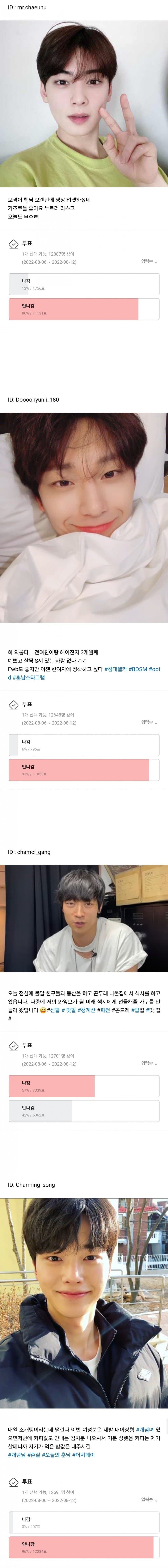 [야갤] 인스타 게시물 보고 소개팅 나갈건지 말건지 투표랑 여초 반응