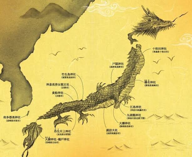 일본을 용으로 묘사한 지도.