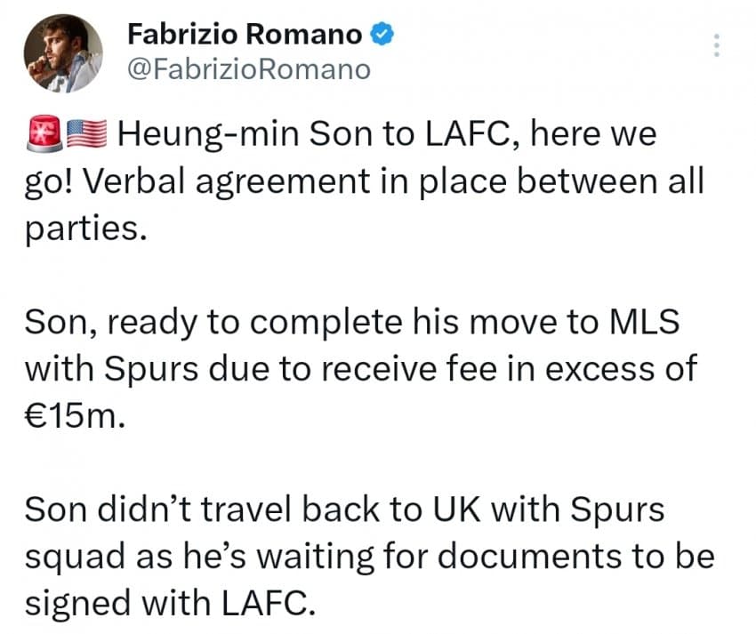 [토갤] [로마노] 손흥민 to LAFC here we go