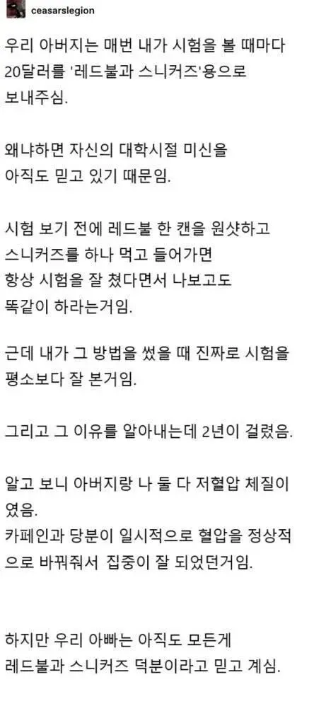 레드불과 스니커즈를 먹으면 시험을 잘 보는 이유