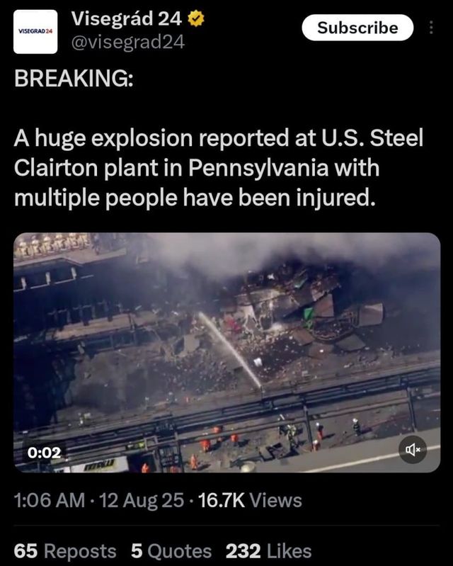 U.S. 스틸 클레어턴 제철소 대규모 폭발