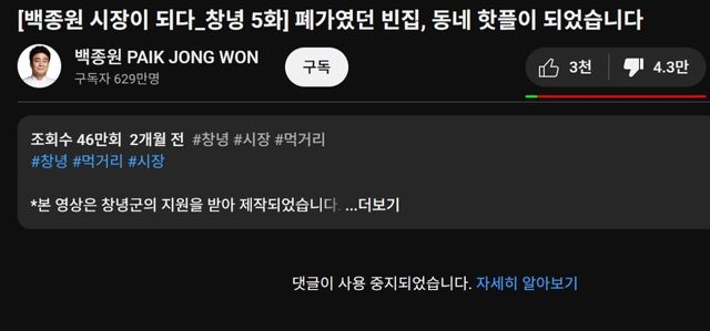 민심 나락간 백종원 유튜브 근황 